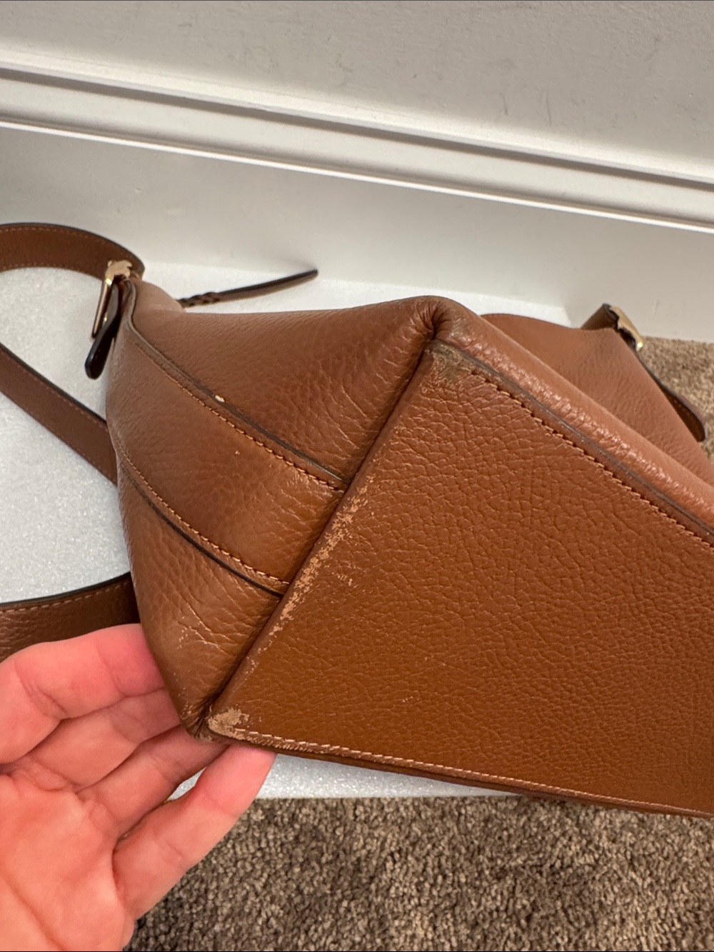 Coach Val Duffle brown pebbled leather shoulder bag purse with hangtag - Picture 7 of 10